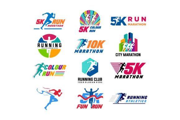 Download Run Sport Club Logo Templates Set - Logo template Collection